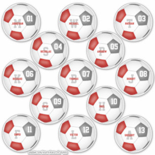 rode grijze voetbalkleuren 13 spelers sticker