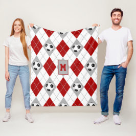 rode grijze voetbalkleuren argyle fleece deken