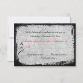 Rode, grijze vogelkooi onafscheidelijke duiven ant RSVP kaartje (Achterkant)