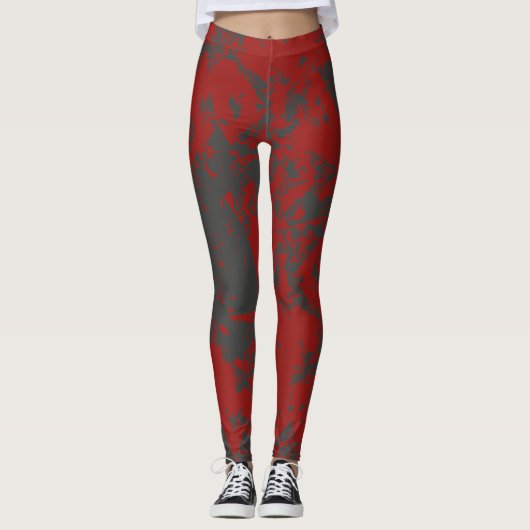 Rode grijze vun Leggings voor kleurrijke verf (Voorkant)