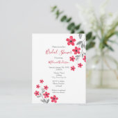 Rode grijze Waterverf bloemen Kaart (Staand voorkant)