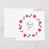 Rode grijze Waterverf Floral Wreate Bedankkaart (Voorkant / Achterkant)