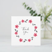 Rode grijze Waterverf Floral Wreate Bedankkaart (Staand voorkant)