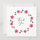 Rode grijze Waterverf Floral Wreate Bedankkaart (Voorkant)