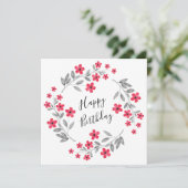 Rode grijze Waterverf Floral Wreath Kaart (Staand voorkant)