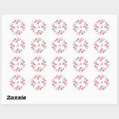 Rode grijze Waterverf Floral Wreath Ronde Sticker (Vel)