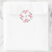 Rode grijze Waterverf Floral Wreath Ronde Sticker (Tas)