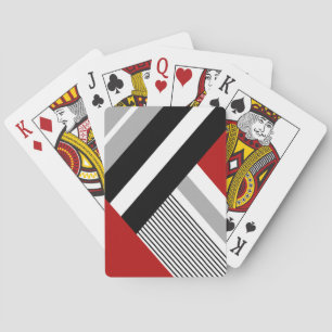 Rode, grijze, witte en zwarte geometrische vormen pokerkaarten
