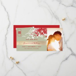 Rode Grijze Zen Bamboe Bladeren Foto Chinese Bruil Save The Date