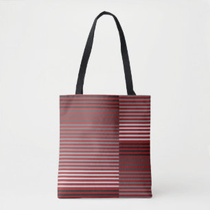 Rode, Grijze, Zwarte, Witte Strepen Tote Bag