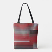 Rode, Grijze, Zwarte, Witte Strepen Tote Bag (Achterkant)