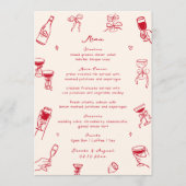 Rode grillige Doodle Hand getrokken bruiloft Menu (Voorkant)