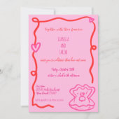 Rode grillige hand getekend eigenzinnige Wavy brui Kaart (Voorkant)