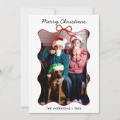 Rode grillige hand getekend Wavy Bow Lijst Kerst Feestdagenkaart (Voorkant)