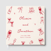 Rode grillige hand getrokken bruiloft gastenboek (Voorkant)