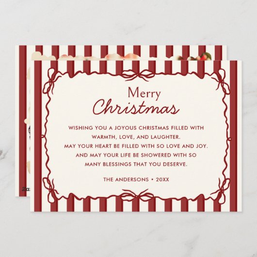 Rode grillige hand getrokken Doodle kerstfoto Feestdagenkaart (Voorkant / Achterkant)