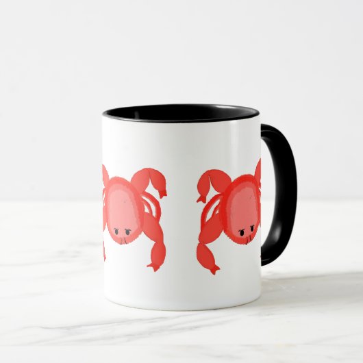 Rode grillige krabben kraal ogen mok (Voorkant rechts)