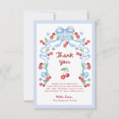 Rode grillige retro kersen | Baby Shower Bedankkaart (Voorkant)