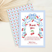 Rode grillige retro kersen | Baby Shower Bedankkaart