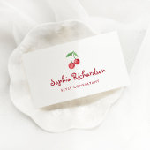 Rode grillige retro kersen | QR-code Visitekaartje