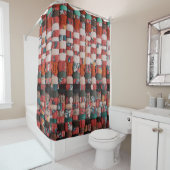 RODE GROEN EN BLAUWE TEXTIEL DOUCHEGORDIJN (In situ)