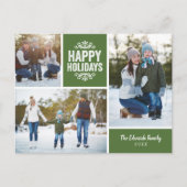 Rode Groen Happy Holidays 3 Foto Collage Feestdagenkaart (Voorkant)