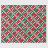 RODE GROEN WITTE CHRISTMAS PLAID PATTERS CADEAUPAPIER (Vlak)