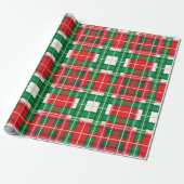 RODE GROEN WITTE CHRISTMAS PLAID PATTERS CADEAUPAPIER (Uitgerold)