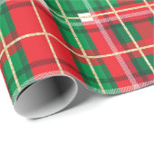 RODE GROEN WITTE CHRISTMAS PLAID PATTERS CADEAUPAPIER (Rol Hoek)