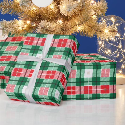 RODE GROEN WITTE CHRISTMAS PLAID PATTERS CADEAUPAPIER (Feestdagen)