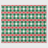 RODE GROEN WITTE CHRISTMAS PLAID PATTERS CADEAUPAPIER (Vlak)