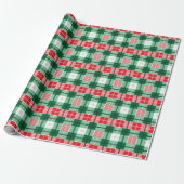 RODE GROEN WITTE CHRISTMAS PLAID PATTERS CADEAUPAPIER (Uitgerold)