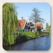  Rode Groen Zaanse Schans Nederlands Timberhuis Bier Onderzetter (Voorkant)