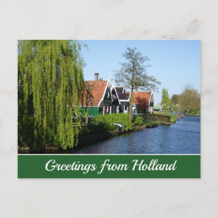 Rode Groen Zaanse Schans Nederlands Timberhuis Briefkaart