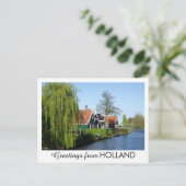  Rode Groen Zaanse Schans Nederlands Timberhuis Feestdagenkaart (Staand voorkant)