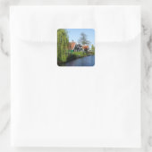  Rode Groen Zaanse Schans Nederlands Timberhuis Vierkante Sticker (Tas)