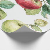 Rode Groene Appel Fruit Patroon Waterverf Rustiek  Cadeaupapier (Hoek)