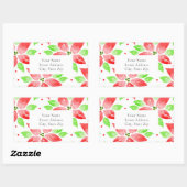 Rode groene aquarel poinsettia patroonlabels rechthoekige sticker (Vel)