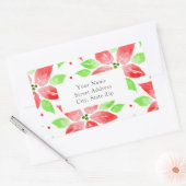 Rode groene aquarel poinsettia patroonlabels rechthoekige sticker (Envelop)