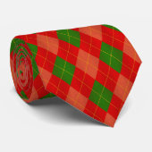 Rode groene argyle patroon stropdas (Opgerold)