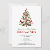 Rode groene artistieke kerstboom diner uitnodiging (Voorkant)