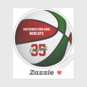 Rode groene basketbaljongens, teamkleuren sticker (Vel)