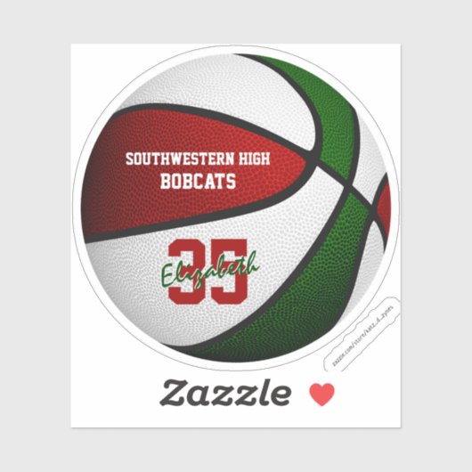 Rode groene basketbaljongens, teamkleuren sticker (Vel)