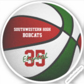 Rode groene basketbaljongens, teamkleuren sticker (Voorkant)
