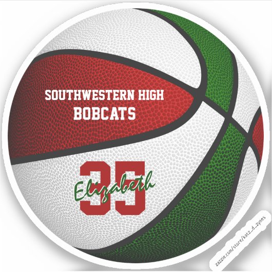 Rode groene basketbaljongens, teamkleuren sticker (Voorkant)