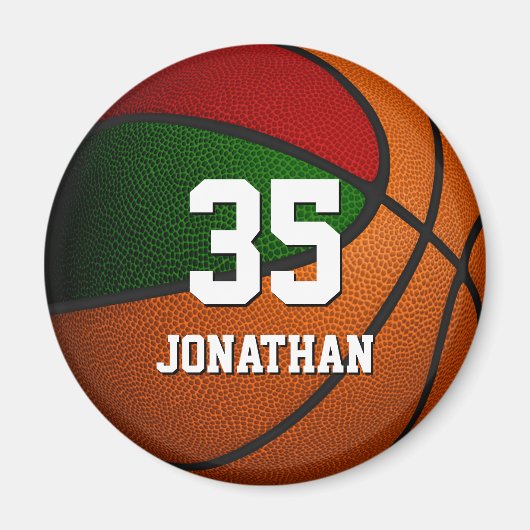 rode groene basketbalteamkleuren magneet (Voorkant)