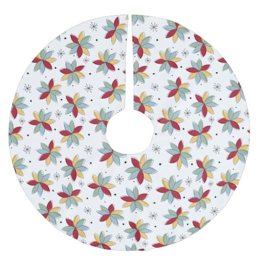 Rode groene blauwe gele Abstracte bloemen midden e Kerstboom Rok (Voorkant)