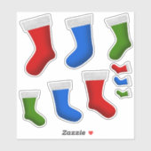 Rode, groene, blauwe kerstkousen sticker (Vel)