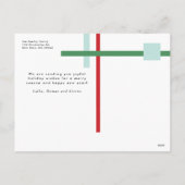 Rode groene blauwe kleurenstrips Modern Feestdagenkaart (Achterkant)