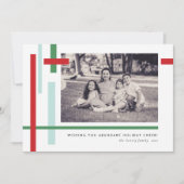 Rode groene blauwe kleurenstrips Moderne Kerstmis Feestdagenkaart (Voorkant)